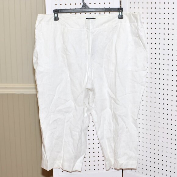 Plus Size 3X Grace Elements Sanibel Linen White Cropped Capri Pants NWT - Picture 1 of 14